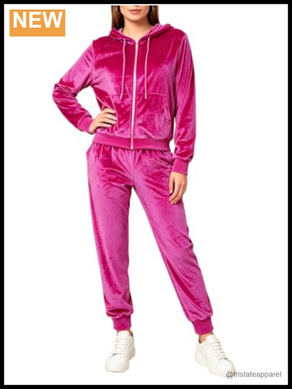 Velour Tracksuit Set Full Zip Hoodie Sweatsuit Jogger Pants with Pockets